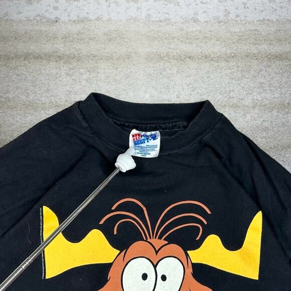 Vintage 90s Bullwinkle Taco Bell Shirt Mens L Black Made USA Cotton Short Sleeve - Picture 4 of 4
